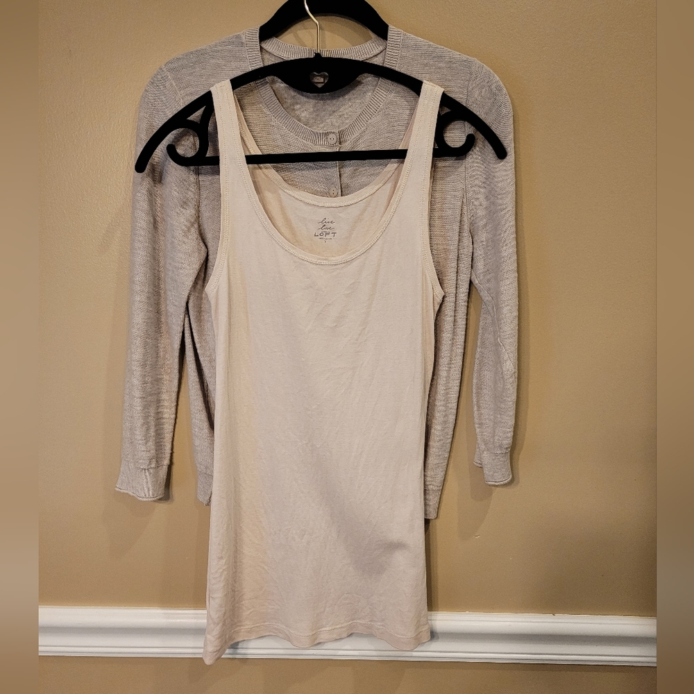 A Sleeveless Tank Top and button up cami in Cream